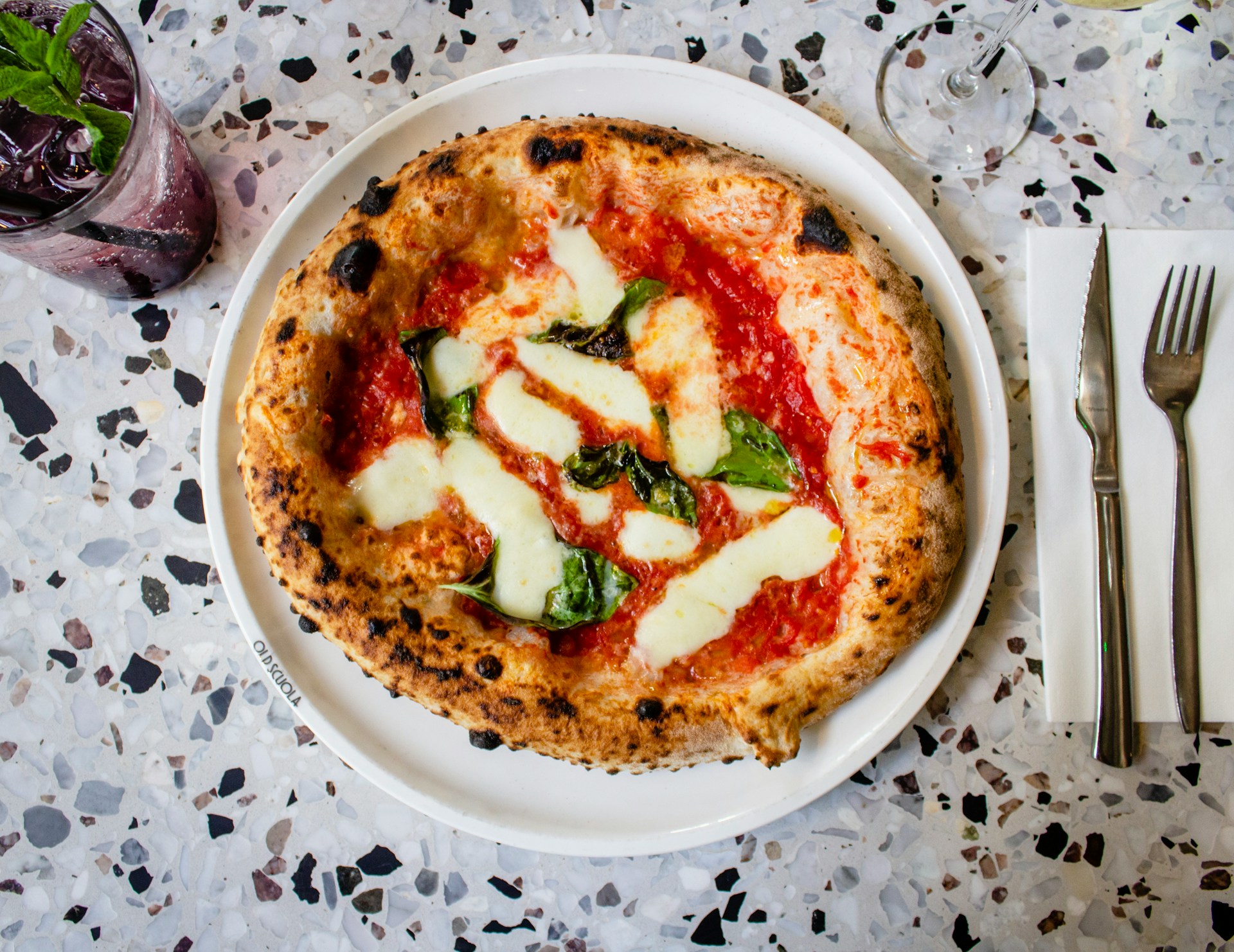 Margherita pizza on a plate